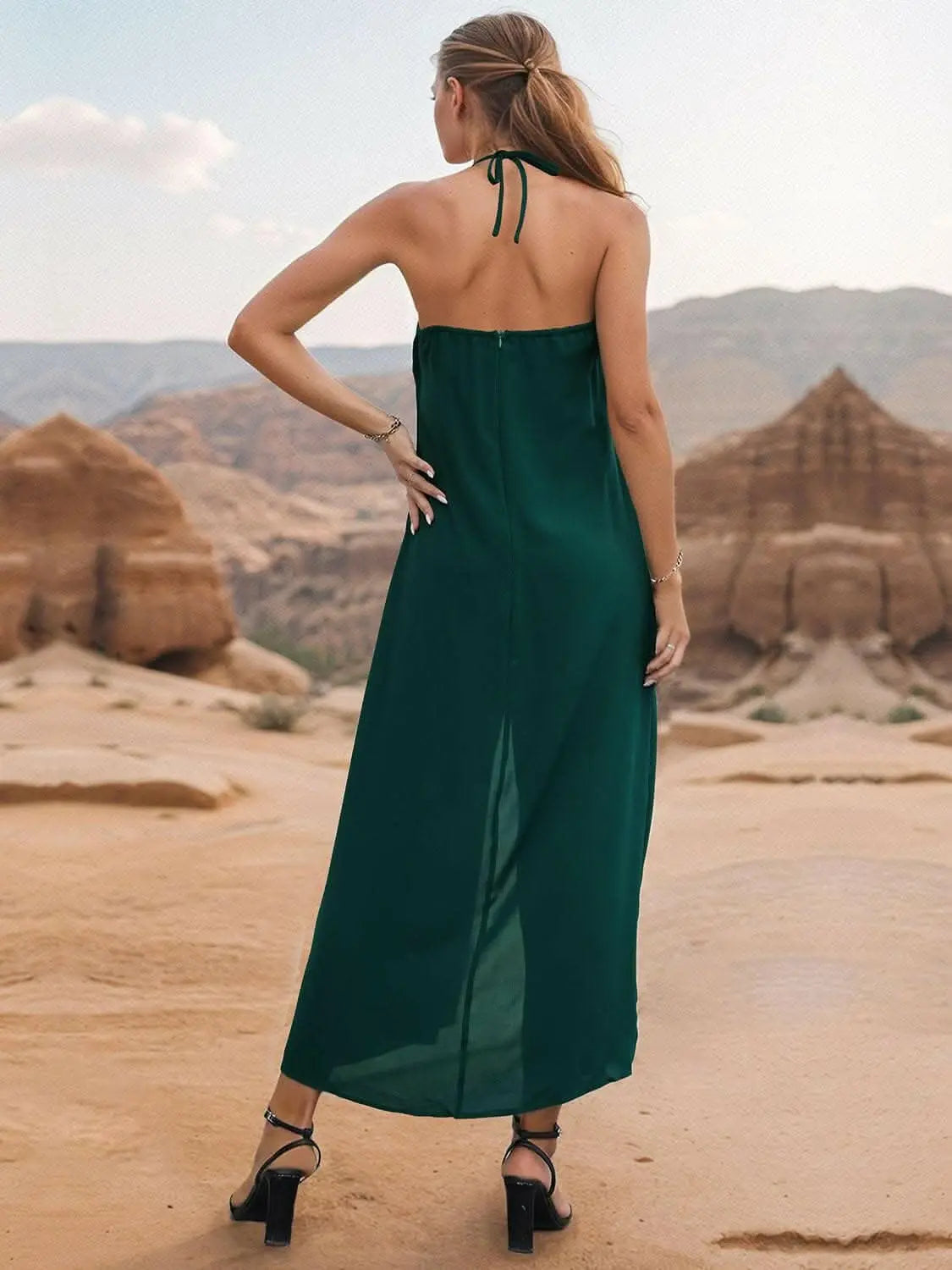 Chic sheer halter wide leg jumpsuit - Love Salve